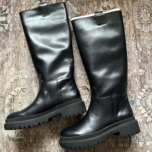 H&M tall faux leather platform riding boots